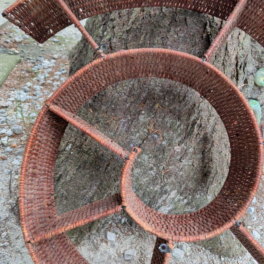 Vintage Rattan Wicker Snail Wall Shelf Mid Century Modern MCM Retro Boho Cozy
